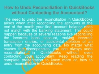 How to Undo Reconciliation in QuickBooks without Contacting the Accountant?