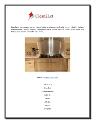 Commercial Cleaning Services Dublin | Clean2let.ie