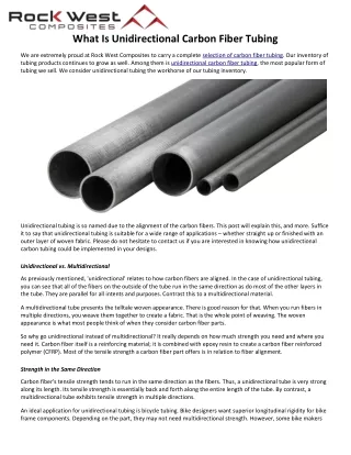 What Is Unidirectional Carbon Fiber Tubing