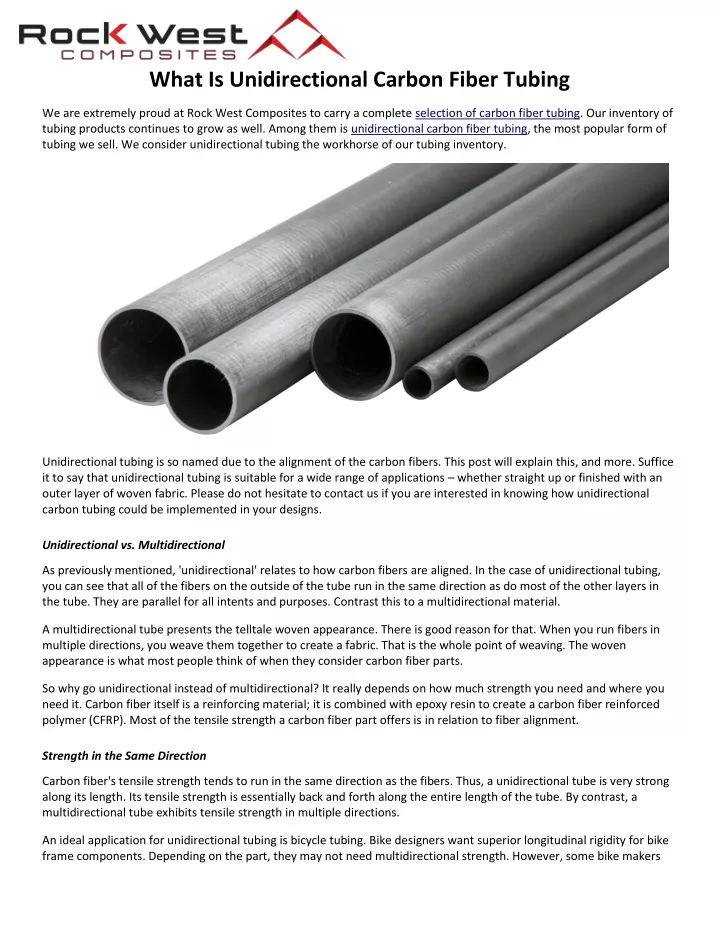 what is unidirectional carbon fiber tubing