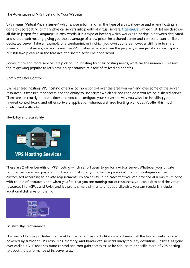 the advantages of vps hosting to your website