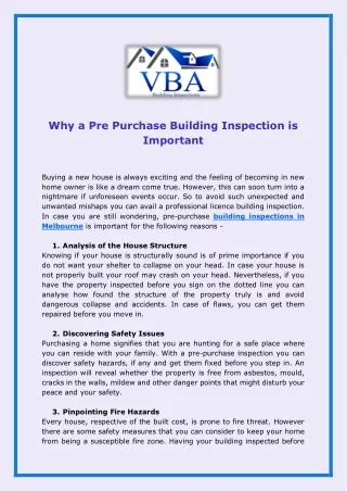 Why a Pre Purchase Building Inspection is Important