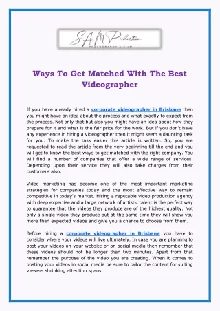 Ways To Get Matched With The Best Videographer