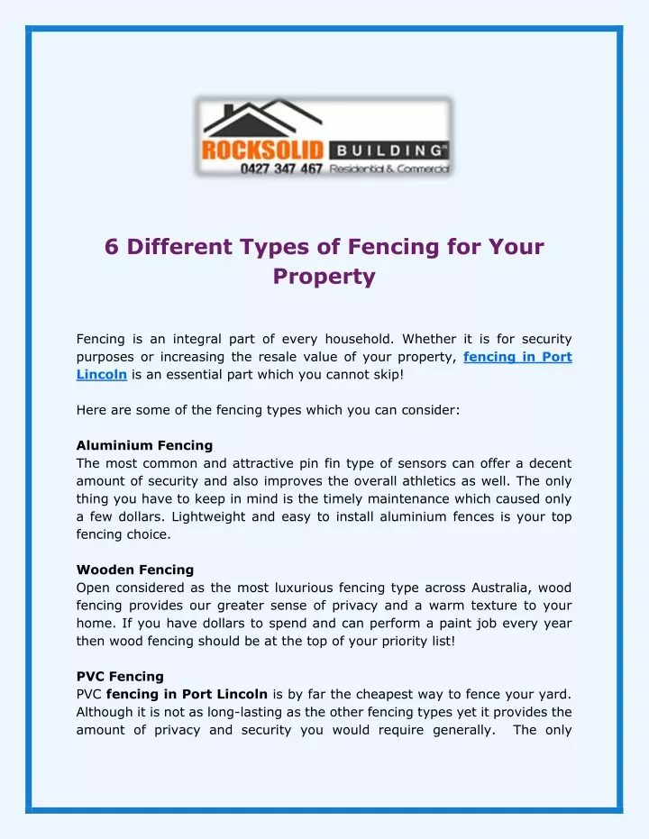 6 different types of fencing for your property