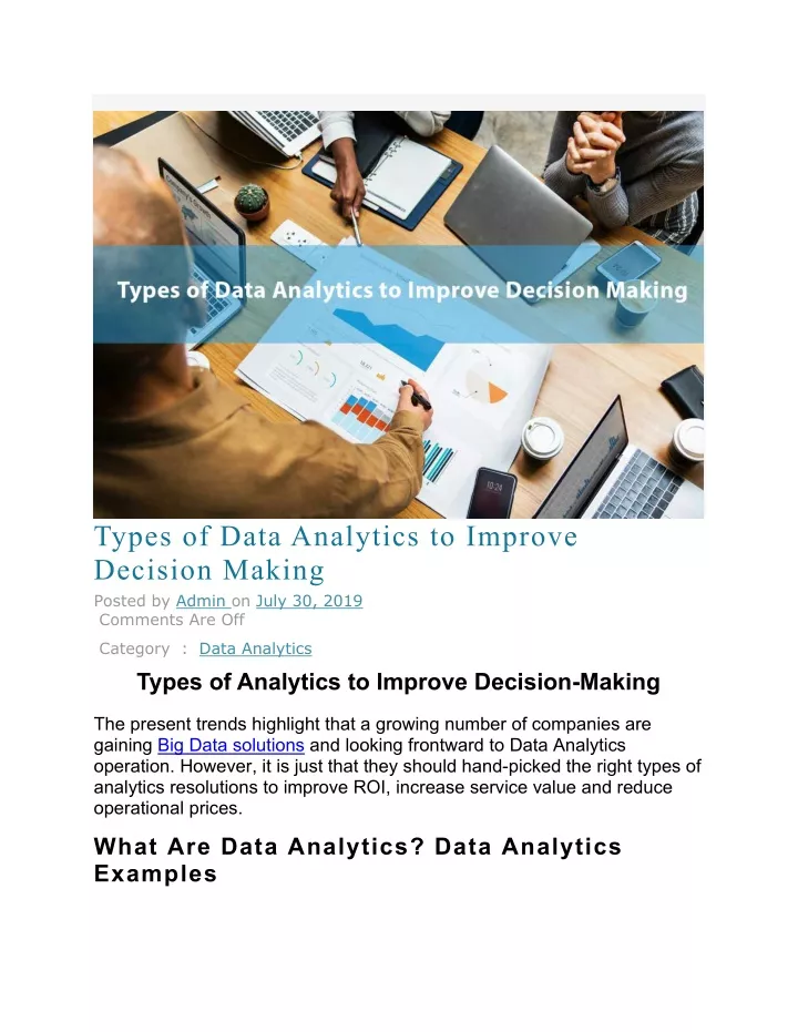 types of data analytics to improve decision