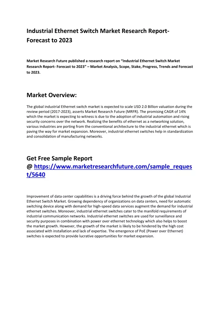 industrial ethernet switch market research report