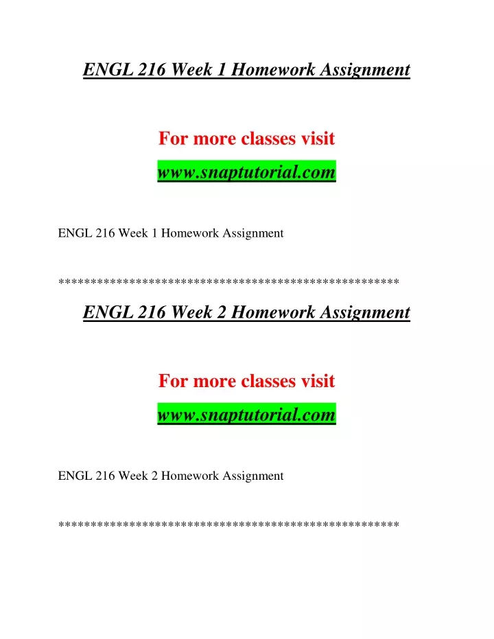 engl 216 week 1 homework assignment