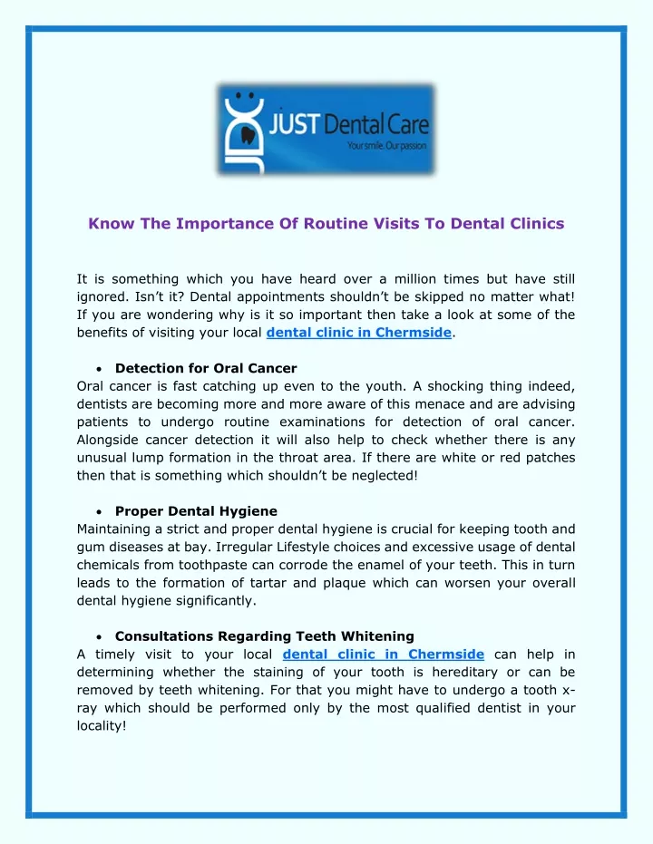 know the importance of routine visits to dental