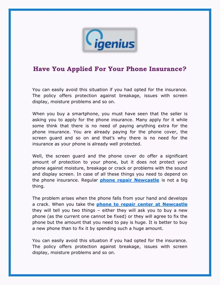 have you applied for your phone insurance