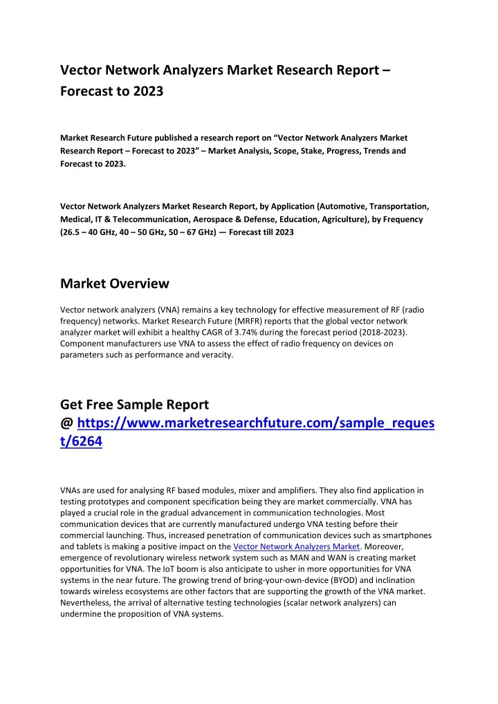 vector network analyzers market research report