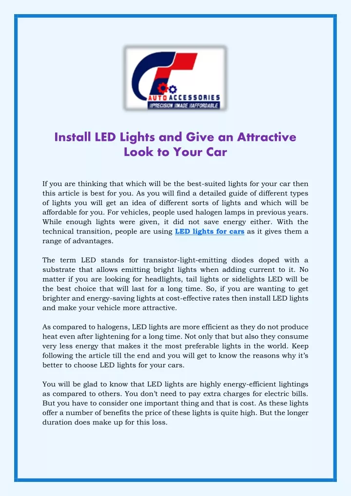 install led lights and give an attractive look