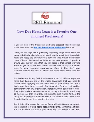 Low Doc Home Loan is a Favorite One amongst Freelancers!