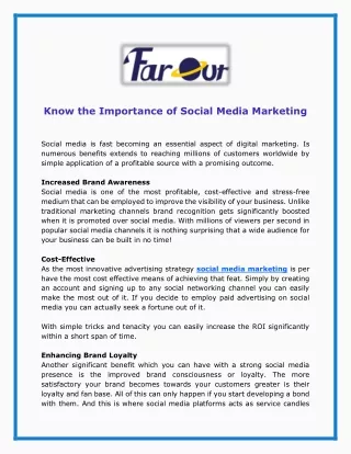 Know The Importance Of Social Media Marketing