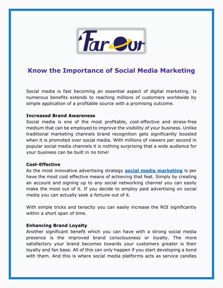 know the importance of social media marketing