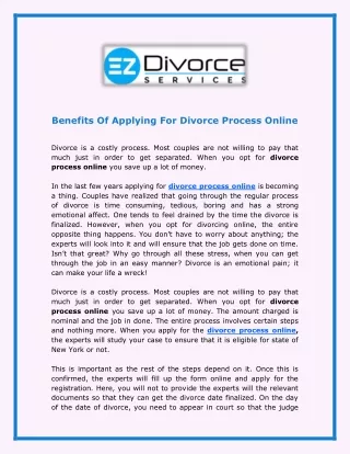 Benefits Of Applying For Divorce Process Online