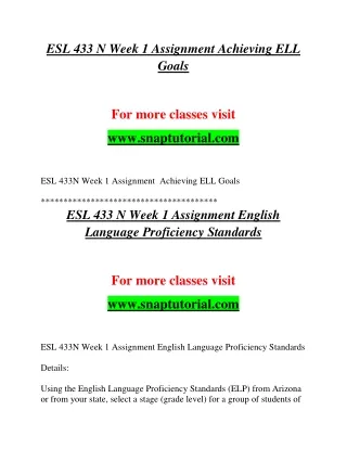 ESL 433 N Exciting Results / snaptutorial.com
