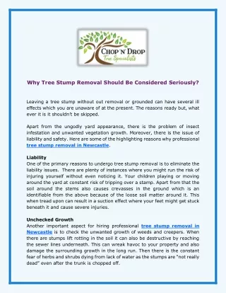 why tree stump removal should be considered