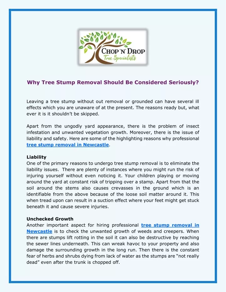 why tree stump removal should be considered