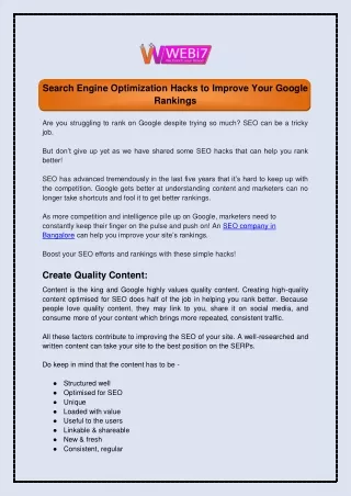 search engine optimization hacks to improve your