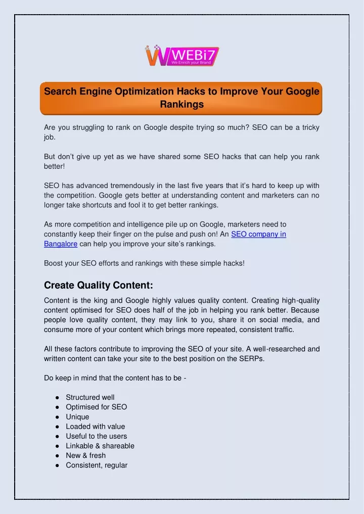 search engine optimization hacks to improve your