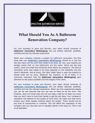 What Should You As A Bathroom Renovation Company?