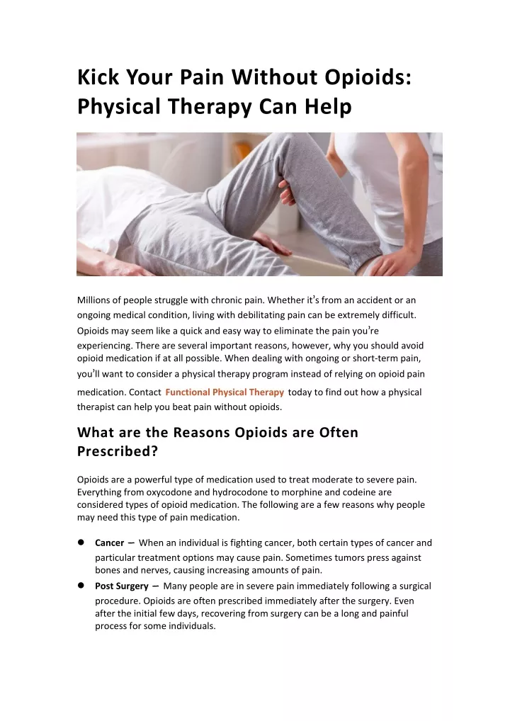kick your pain without opioids physical therapy