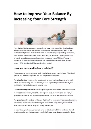 how to improve your balance by increasing your