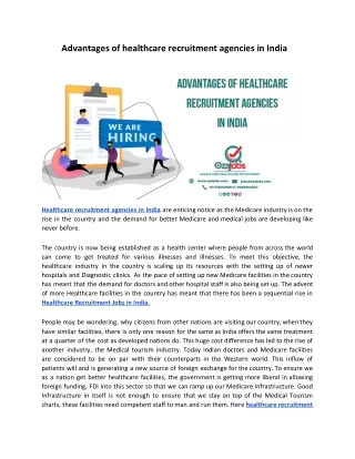 advantages of healthcare recruitment agencies