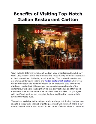 Benefits of Visiting Top-Notch Italian Restaurant Carlton