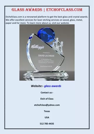 Glass Awards | Etchofclass.com