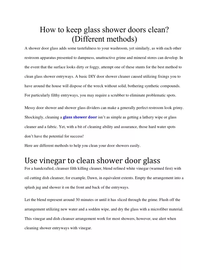how to keep glass shower doors clean different