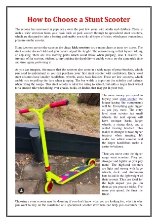 how to choose a stunt scooter