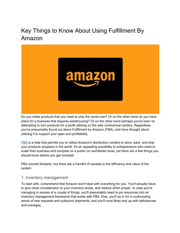 key things to know about using fulfillment
