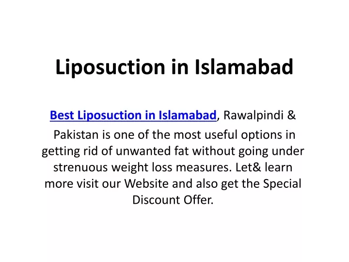 liposuction in islamabad