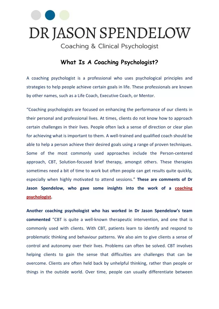 what is a coaching psychologist