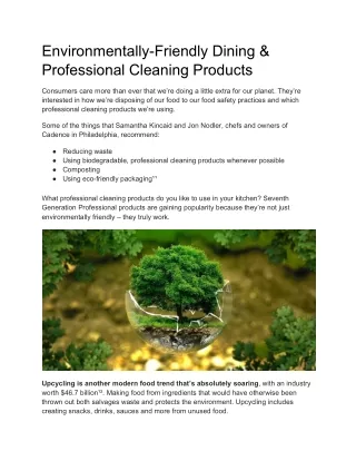 environmentally friendly dining professional