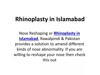 Rhinoplasty in islamabad