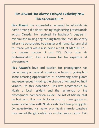 ilias atwani has always enjoyed exploring
