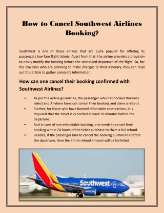 how to cancel southwest airlines booking