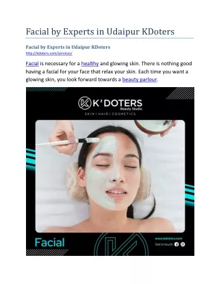 facial by experts in udaipur kdoters