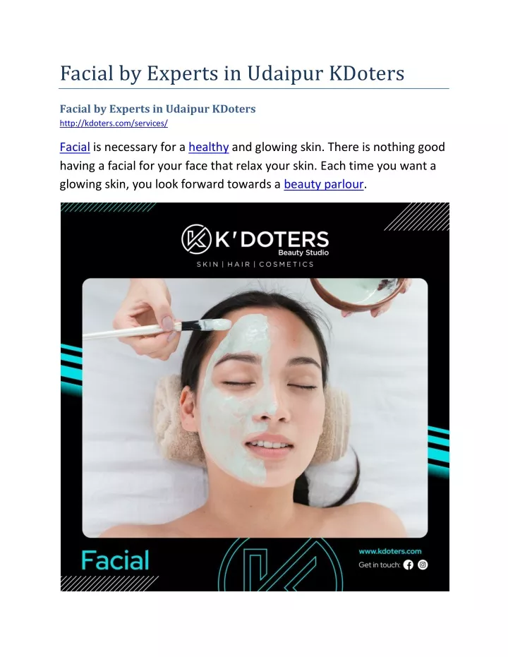facial by experts in udaipur kdoters
