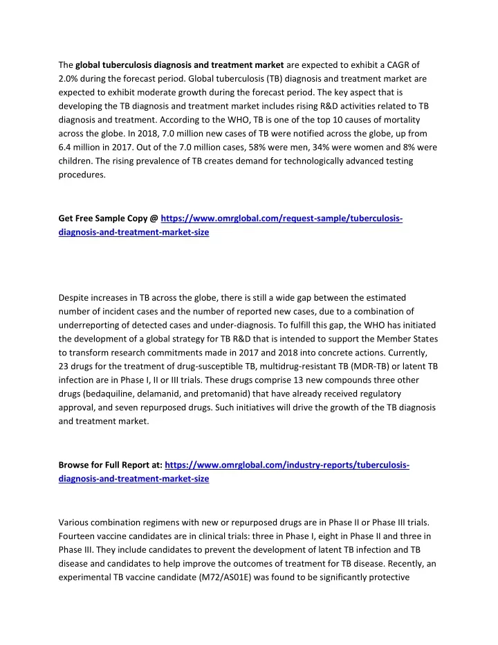 the global tuberculosis diagnosis and treatment