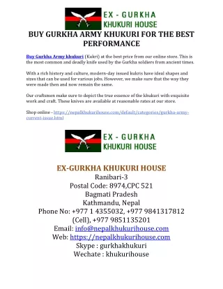 Buy Gurkha Army Khukuri for the Best Performance