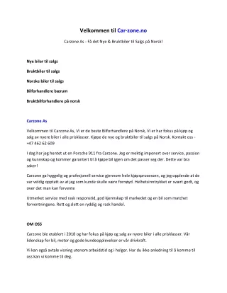 velkommen til car zone no
