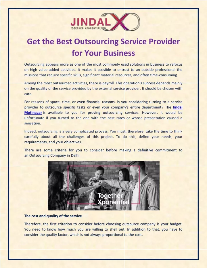 get the best outsourcing service provider