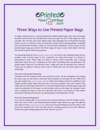 Three Ways to Use Printed Paper Bags