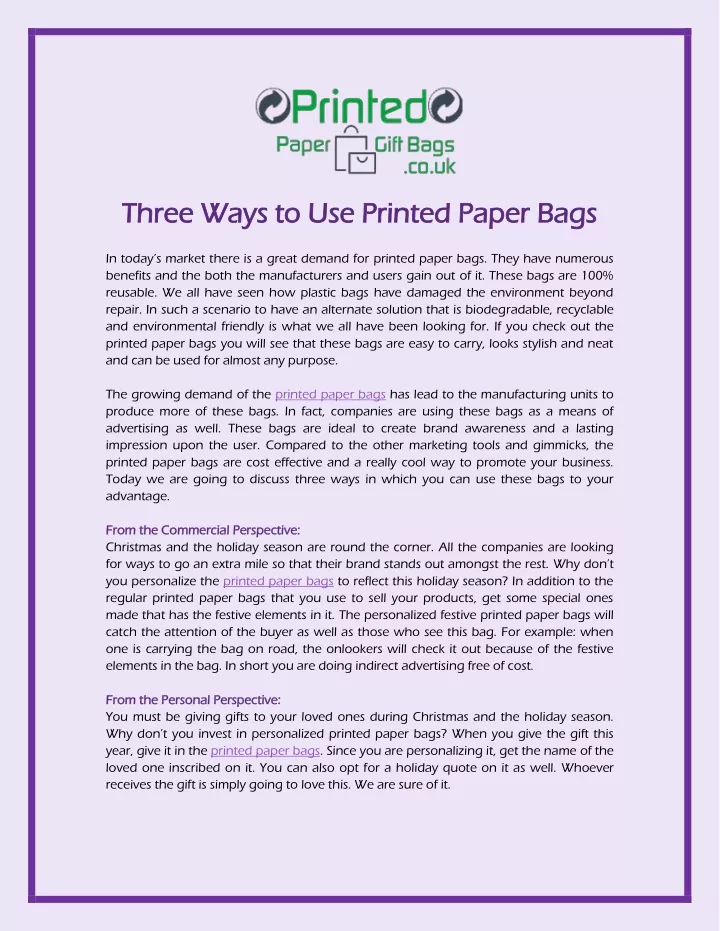 three ways to use printed paper bags three ways