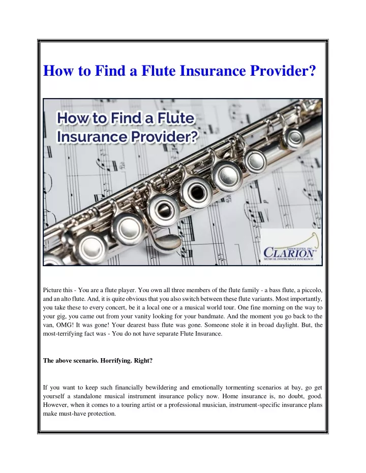 how to find a flute insurance provider