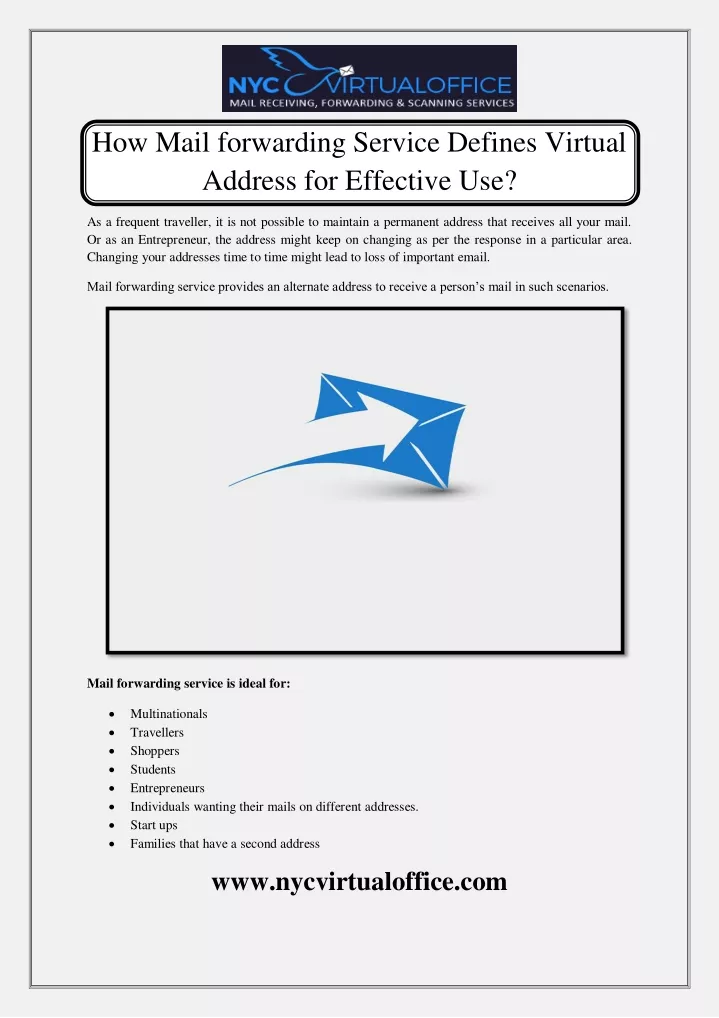 how mail forwarding service defines virtual