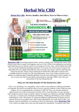 The Ultimate Guide to Herbal Wiz CBD Oil